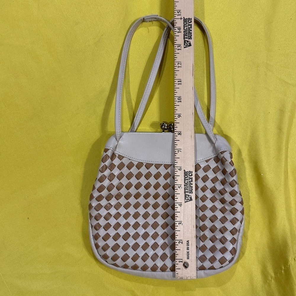 Vintage Carriage Court Genuine Leather Woven Shoulder Bag Purse Made in Korea 80 - Picture 5 of 12